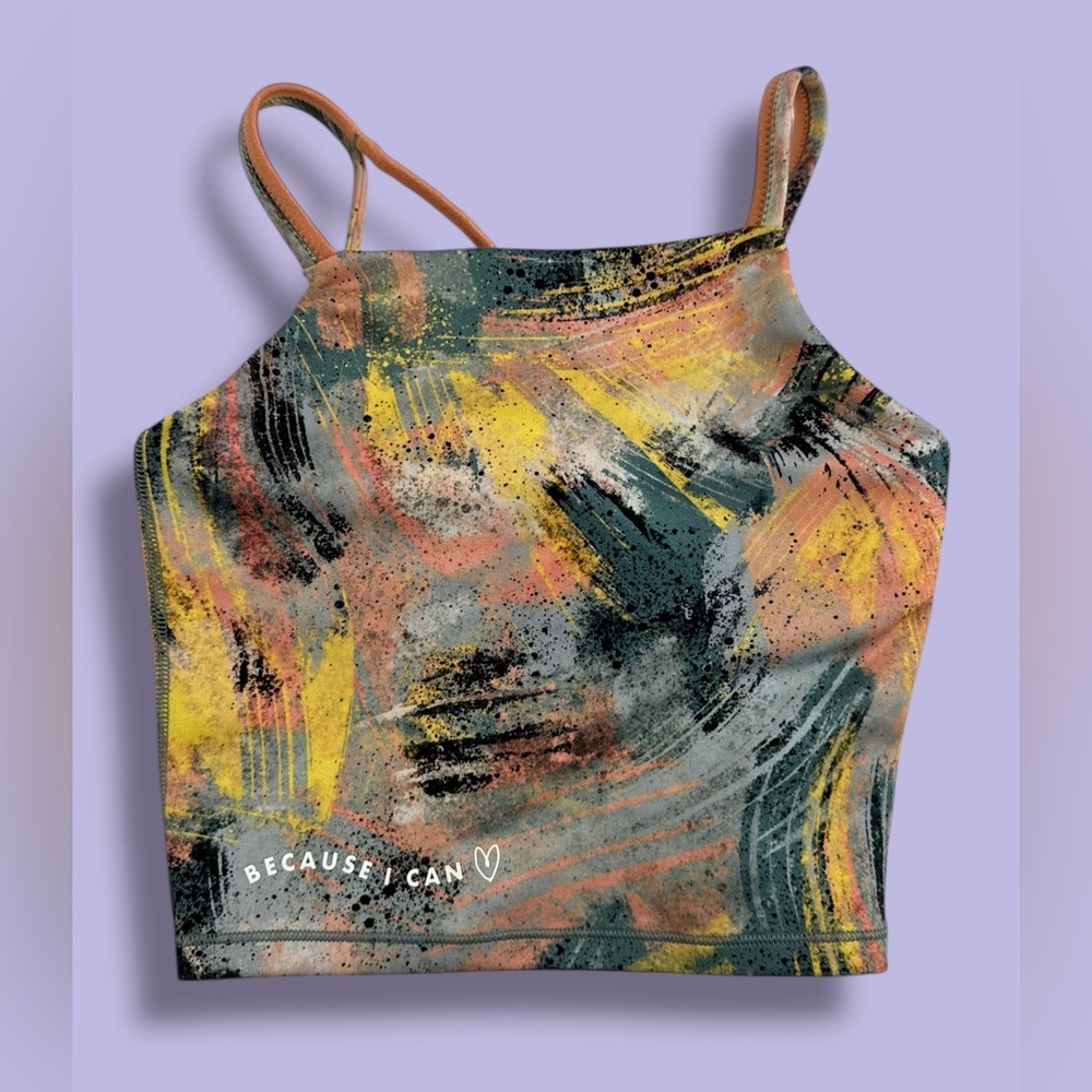 Athleta Girl x Simone Biles Because I Can Brushstroke Crop Tank Top XS 6